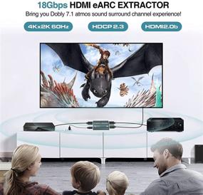 img 1 attached to 🔉 Аудиоэкстрактор HDMI 4К@60Гц с eARC и ARC HDMI2.0b, аудиоконвертер для идеальной синхронизации аудио и видео, поддержка 18 Гбит/с HDCP2.3 EDID CEC - идеально подходит для DVD, Blue-ray, звукового усилителя и саундбара.