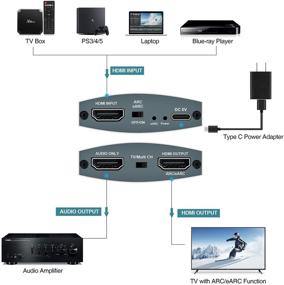 img 3 attached to 🔉 Аудиоэкстрактор HDMI 4К@60Гц с eARC и ARC HDMI2.0b, аудиоконвертер для идеальной синхронизации аудио и видео, поддержка 18 Гбит/с HDCP2.3 EDID CEC - идеально подходит для DVD, Blue-ray, звукового усилителя и саундбара.