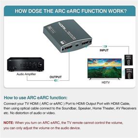 img 2 attached to 🔉 Аудиоэкстрактор HDMI 4К@60Гц с eARC и ARC HDMI2.0b, аудиоконвертер для идеальной синхронизации аудио и видео, поддержка 18 Гбит/с HDCP2.3 EDID CEC - идеально подходит для DVD, Blue-ray, звукового усилителя и саундбара.