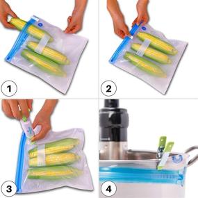 img 1 attached to 🔒 Reusable Sous Vide Bags for Food - 20 Vacuum Zipper Bags for Anova, Joule Cookers - 2 Sizes Sous Vide Bag Kit - Includes 2 Sealing Clips for Food Storage and Sous Vide Cooking