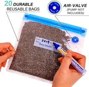 img 3 attached to 🔒 Reusable Sous Vide Bags for Food - 20 Vacuum Zipper Bags for Anova, Joule Cookers - 2 Sizes Sous Vide Bag Kit - Includes 2 Sealing Clips for Food Storage and Sous Vide Cooking