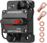 🔌 waterproof home solar system fuse holder for car marine trolling motors boat atv manual power audio and amps protection - 50 amp circuit breaker fuse inverter with manual reset, 12v-48v dc (50a) logo