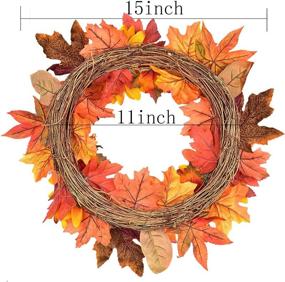 img 3 attached to 🌻 LSKYTOP Artificial Sunflower Fall Maple Leaf Wreath - 16" Autumn Door Wreath for Fall Decor & Thanksgiving Festival