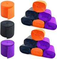 🎃 ginfonr halloween crepe paper streamers: 12 rolls of black orange purple craft birthday party decorations logo