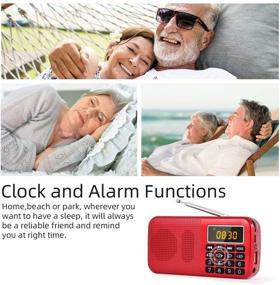 img 1 attached to 🔊 PRUNUS J-725C Portable Mini FM Radio Speaker Music Player USB Drive TF Card with LED Display and 3000 Rechargeable Battery - Alarm Clock, NO AM (Red)