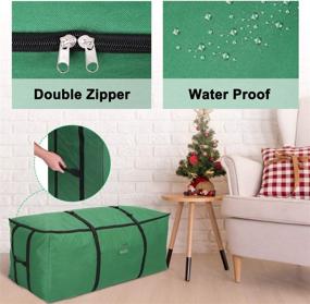 img 3 attached to 🎄 Large Christmas Tree Storage Bag for 9ft Artificial Trees - 600D Heavy Duty Canvas Container with Card Pocket (Green)