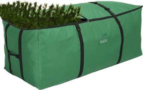 img 4 attached to 🎄 Large Christmas Tree Storage Bag for 9ft Artificial Trees - 600D Heavy Duty Canvas Container with Card Pocket (Green)