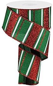 img 1 attached to 🎄 Vibrant Red Emerald Green White Glitter Stripe Wired Ribbon - Perfect for Christmas Decorations - 10 Yard x 2.5 Inches