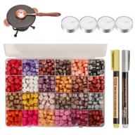 💌 enhance vintage charm with 729pcs fonswea wax seal stamp kit: 24 colors, melting spoon, wax seal warmer, metallic pens, tea candles for envelopes & crafts logo