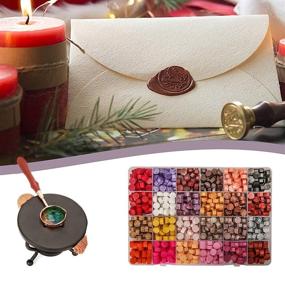 img 3 attached to 💌 Enhance Vintage Charm with 729Pcs FONSWEA Wax Seal Stamp Kit: 24 Colors, Melting Spoon, Wax Seal Warmer, Metallic Pens, Tea Candles for Envelopes & Crafts