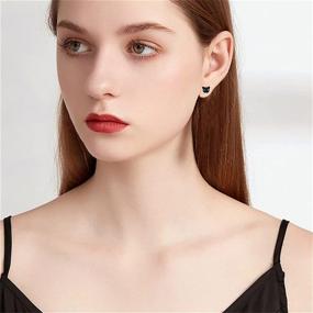 img 3 attached to Black Cat Earrings for Women Girls - ONLYJUMP 😺 Mini Lovely Delicate Animal Green Eye Alloy Stud Earrings Jewelry