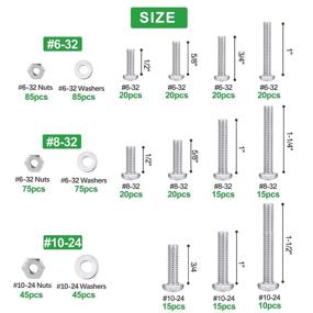 img 3 attached to 🔩 FOLIV Machine Screws Assortment Kit - 600PCS 304 Stainless Steel Bolts with Wrench - #6-32#8-32#10-24 Phillips Pan Head Screws, Nuts, and Flat Washers