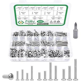 img 4 attached to 🔩 FOLIV Machine Screws Assortment Kit - 600PCS 304 Stainless Steel Bolts with Wrench - #6-32#8-32#10-24 Phillips Pan Head Screws, Nuts, and Flat Washers