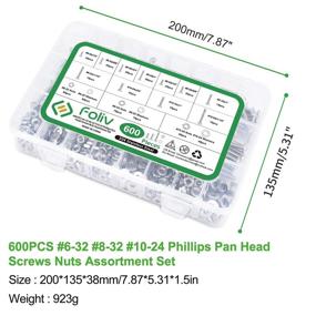 img 1 attached to 🔩 FOLIV Machine Screws Assortment Kit - 600PCS 304 Stainless Steel Bolts with Wrench - #6-32#8-32#10-24 Phillips Pan Head Screws, Nuts, and Flat Washers