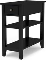 🖤 narrow black choochoo side table with drawer and shelf - 3-tier sofa end table for small living rooms and spaces logo