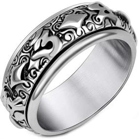 img 4 attached to 💍 HIJONES Unisex Stainless Steel 6 Word Mantra Spinner Ring - Ideal Wedding Band in Silver