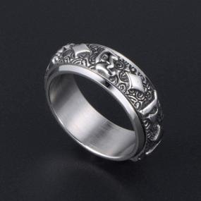 img 2 attached to 💍 HIJONES Несексуальное раковина из нержавеющей стали с 6 словами мантры - идеальное свадебное кольцо на серебре.