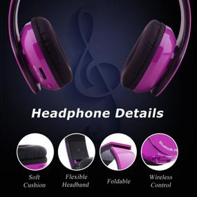 img 1 attached to Погрузитесь в мир музыки с гарнитурой Deep Purple Hi-Fi Over-Ear Stereo Bluetooth: встроенный микрофон для чистых и ясных телефонных разговоров и технология усиленной шумоподавляющей системы, полный комплект в розничной упаковке.