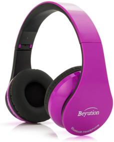 img 4 attached to Immerse Yourself in Music with Deep Purple Hi-Fi Over-Ear Stereo Bluetooth Headphones: Built-in Mic for Crystal Clear Phone Calls and Enhanced Noise Cancellation Technology, Complete with Retail Packaging