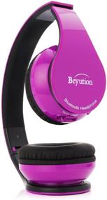 img 3 attached to Immerse Yourself in Music with Deep Purple Hi-Fi Over-Ear Stereo Bluetooth Headphones: Built-in Mic for Crystal Clear Phone Calls and Enhanced Noise Cancellation Technology, Complete with Retail Packaging