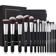 💄 ducare 15 piece makeup brushes set with bag - kabuki foundation blending, blush, eyeliner, shadow, brow, concealer, lip brushes kit - black logo