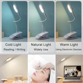 img 3 attached to Bedside Clip on Light for Desk Reading with 3 Lighting Modes, 360° Flexible Clip on LED Light, Soft Light Eye Caring Lamp Ideal for Parents, Kids, Nail Technicians, Makeup Bloggers