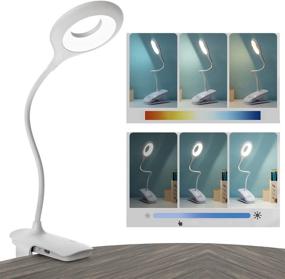 img 4 attached to Bedside Clip on Light for Desk Reading with 3 Lighting Modes, 360° Flexible Clip on LED Light, Soft Light Eye Caring Lamp Ideal for Parents, Kids, Nail Technicians, Makeup Bloggers