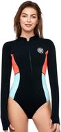 axesea women's wetsuit: eco-friendly, thermal, long sleeve 🌊 - front zipper one piece shorty wetsuit for diving logo