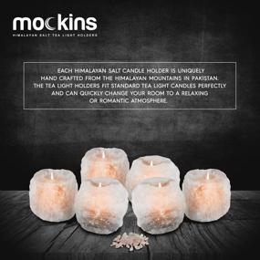 img 3 attached to 🕯️ Natural White Himalayan Salt Tea Light Candles Holder – 6 Pack Mockins 2.5 lbs: Great Room Decor & Father's Day Gift