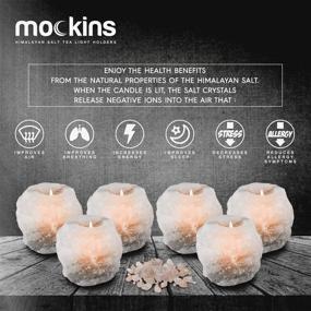 img 1 attached to 🕯️ Natural White Himalayan Salt Tea Light Candles Holder – 6 Pack Mockins 2.5 lbs: Great Room Decor & Father's Day Gift