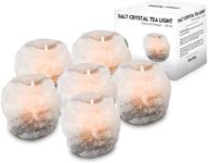 🕯️ natural white himalayan salt tea light candles holder – 6 pack mockins 2.5 lbs: great room decor & father's day gift logo