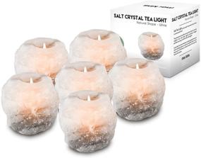 img 4 attached to 🕯️ Natural White Himalayan Salt Tea Light Candles Holder – 6 Pack Mockins 2.5 lbs: Great Room Decor & Father's Day Gift