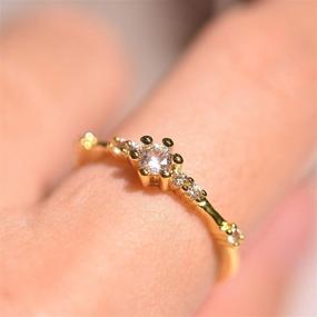 img 2 attached to 💍 JESMING 7 Tiny Diamond Exquisite Stacking Rings: Small Fresh Style Engagement Jewelry for Women