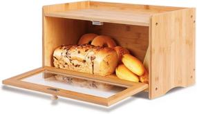 img 2 attached to 🍞 Bamboo Bread Box with Raised Edge for Kitchen Counter - ErgoDesign Small Bread Boxes for Efficient Food Storage