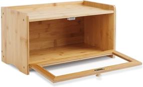 img 1 attached to 🍞 Bamboo Bread Box with Raised Edge for Kitchen Counter - ErgoDesign Small Bread Boxes for Efficient Food Storage