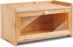 img 4 attached to 🍞 Bamboo Bread Box with Raised Edge for Kitchen Counter - ErgoDesign Small Bread Boxes for Efficient Food Storage