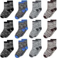 🧦 high-quality boys socks set: ankle crew socks for toddler kids boys girls, 12 pairs, half cushion athletic socks (1-14 years old) logo