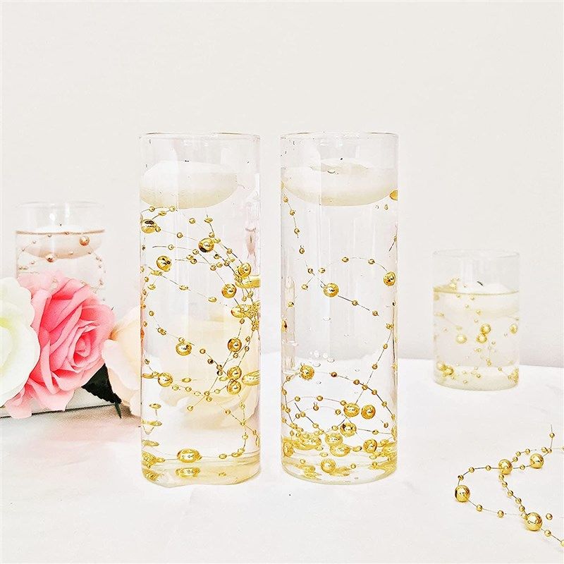NUZELA 50Pcs Pearl Strings for Floating Candles, Floating-Effect Faux  Pearls for Vase Filler, Centerpiece Table Decorations for Wedding, Party,  Event