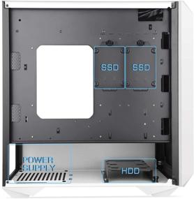 img 2 attached to 🖥️ Корпус для игрового компьютера Segotep Typhoon ATX Mid Tower - Вертикальное крепление графической карты, порты USB 3.0, закаленное стекло, белый.