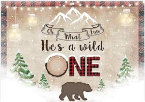 img 4 attached to 🐻 Captivating Allenjoy Winter Lumberjack Boys 1st First Birthday Backdrop - Celebrate your Little Boy Turning One with an Exciting Kids Camping Adventure! Get Ready for a Tribal Party with Striking Decor Banner featuring 'He's A Wild One' Bear, Red Black Plaid 7X5ft Photo Booth Background