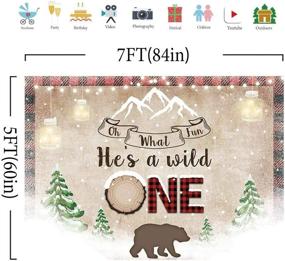 img 3 attached to 🐻 Captivating Allenjoy Winter Lumberjack Boys 1st First Birthday Backdrop - Celebrate your Little Boy Turning One with an Exciting Kids Camping Adventure! Get Ready for a Tribal Party with Striking Decor Banner featuring 'He's A Wild One' Bear, Red Black Plaid 7X5ft Photo Booth Background