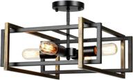 💡 lampundit rustic industrial flush mount light fixture 4-light metal square ceiling light for hallway living room bedroom kitchen entryway farmhouse, black - enhanced seo логотип