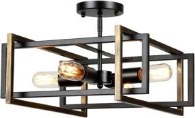 img 4 attached to 💡 Lampundit Rustic Industrial Flush Mount Light Fixture 4-Light Metal Square Ceiling Light for Hallway Living Room Bedroom Kitchen Entryway Farmhouse, Black - Enhanced SEO