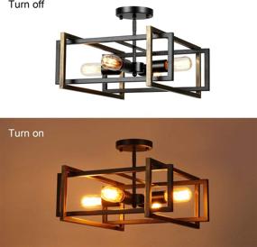 img 1 attached to 💡 Lampundit Rustic Industrial Flush Mount Light Fixture 4-Light Metal Square Ceiling Light for Hallway Living Room Bedroom Kitchen Entryway Farmhouse, Black - Enhanced SEO