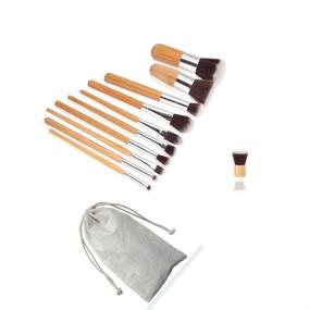 img 3 attached to 💄 Premium 11-Piece Bamboo Handle Makeup Brush Set with Pouch: Eyeshadow, Foundation, Concealer & More