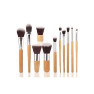 💄 premium 11-piece bamboo handle makeup brush set with pouch: eyeshadow, foundation, concealer & more logo