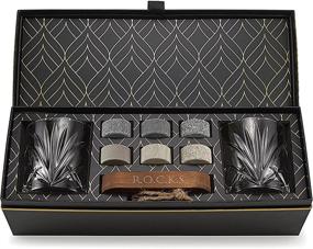 img 4 attached to 🥃 Premium Granite Whiskey Chilling Stones Gift Set - 6 Handcrafted Round Sipping Rocks - 2 Heavy Bourbon Glasses - Hardwood Presentation & Storage Tray - Elegant Gold Foil Gift Box by R.O.C.K.S.