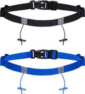 jovitec race number belt: 2-pack with 6 gel loops for running, cycling, triathlon, and marathon (black and blue) logo