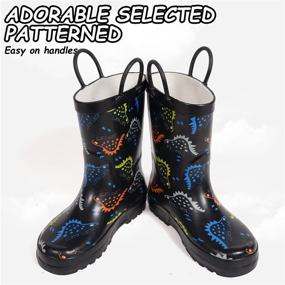 img 3 attached to 🌧️ Outee Adorable Printed Waterproof Rubber Rain Boots: for Toddler and Kids Rainy Adventures!