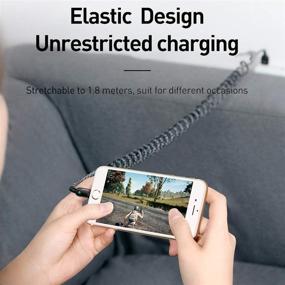 img 1 attached to 🔌 AICase Coiled Charging Cable - 6ft Elastic Nylon Cable for Phone XS/XS Max/XR/Phone X/8/8 Plus/7/7 Plus, Pad Pro Air 2 and More - Charge & Sync